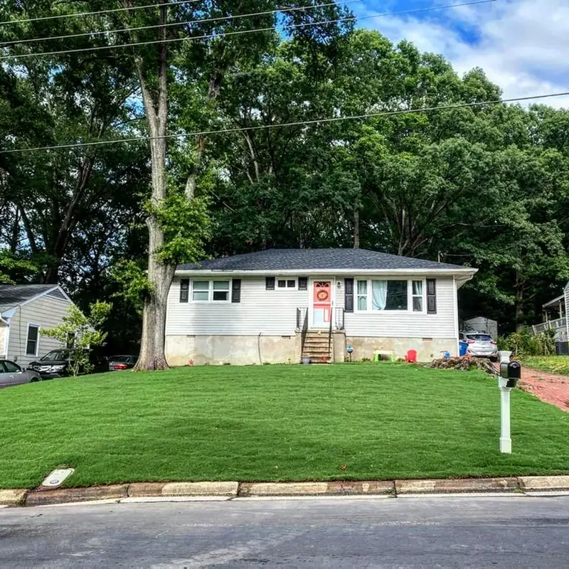 Freshly installed sod lawn